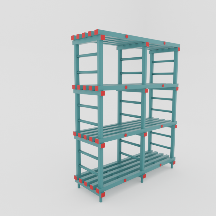 Etagère alimentaire plastique 2000x500xh1820 mm 4 niveaux