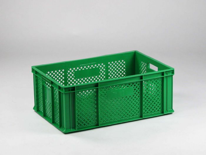 Obst- und Gemüsekiste 600x400x230 mm, 45 Liter, perforiert, grün