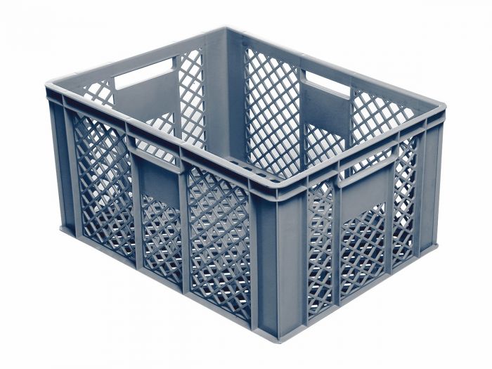 Manne à pain plastique gerbable, 600x400x320 mm, 64 litres, GRIS